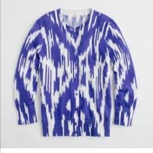 J. Crew Cardigan in purple ikat pattern